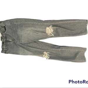 Gray ripped knee boyfriend jeans